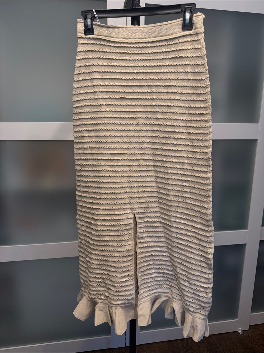 Merveilleuse Rhinestone Knit Maxi Skirt and Merveilleux Rhinestone Cardigan set - Picture 9 of 9